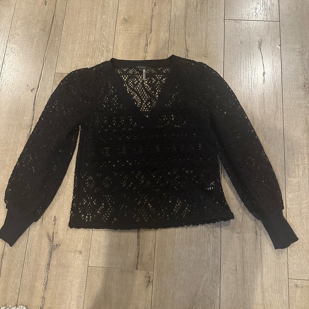 1. State Black Lace Knit Top